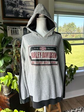 Harley-Davidson Gray and Black Crewneck Hooded Sweatshirt